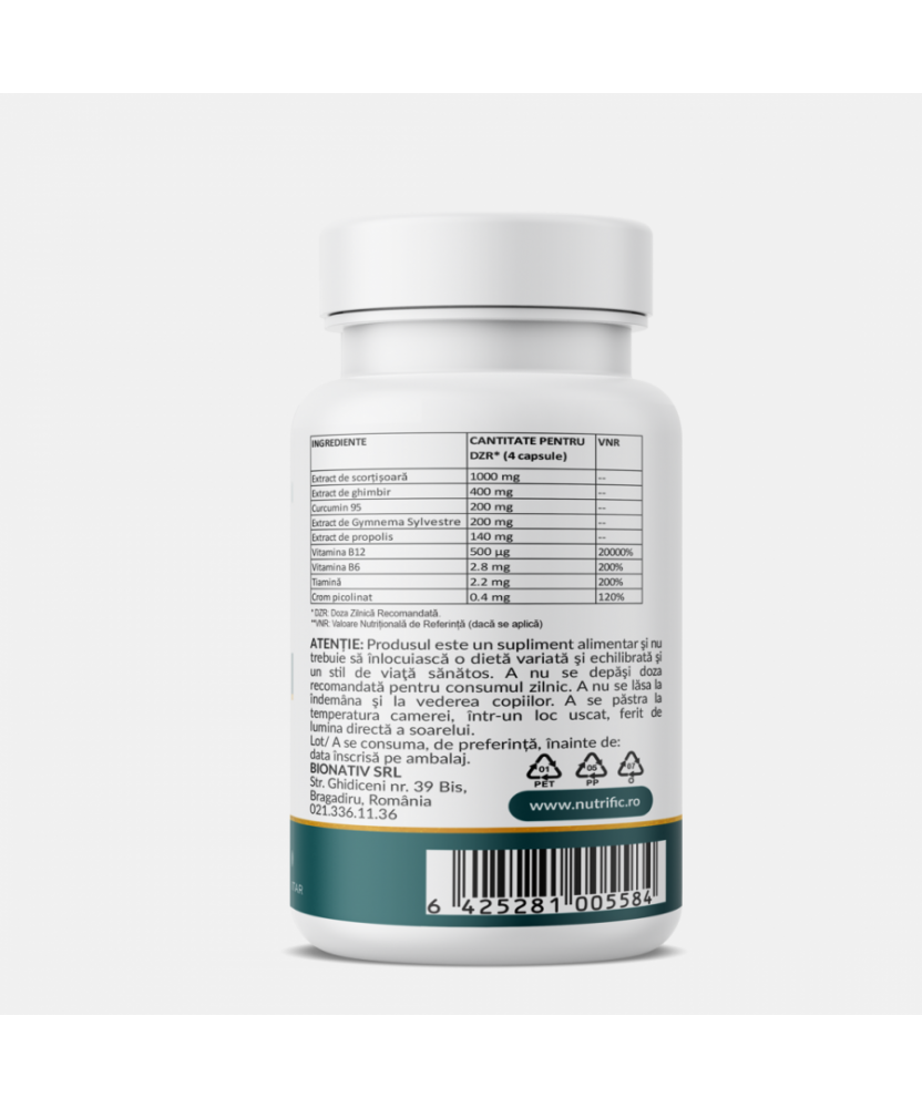 Glicemo Diabet Formula, 60 capsule vegetale, Nutrific