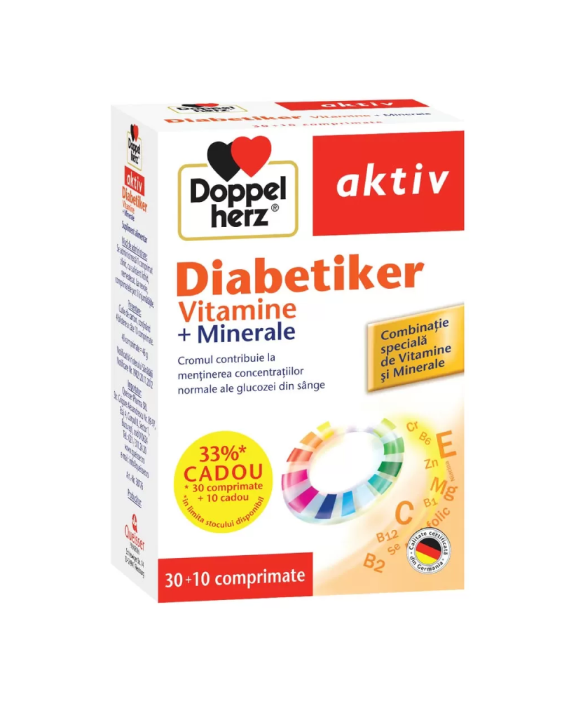 Doppelherz Diabetiker Vitamine + Minerale, 40 comprimate