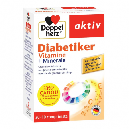 Doppelherz Diabetiker Vitamine + Minerale, 40 comprimate