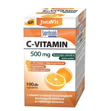 JutaVit Vitamina C 500 mg + D3, 100 compr.masticabil